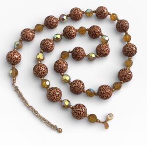 Joan Rivers Leopard Print Beaded Necklace Super Long